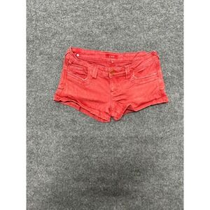 STS Blue Shorts Womens Size 26 Red Denim Low Rise Raw Hem Stretch Casual Summer